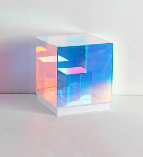 Lampe de bureau en verre acrylique – Miroir infini cube lumineux Art Decor 3D carré veilleuse pour la maison et le bureau, design compact