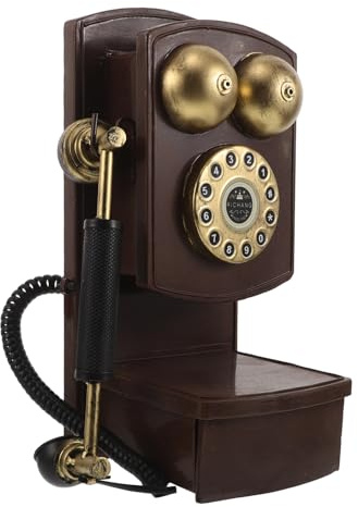 TOYANDONA Telefono Fisso Vintage da Parete Disco Rotante e Cassetto Incorporato, Decorazione retrò per Casa, Ufficio e Bar, Accessorio Telefonico Classico in Stile Antico, Facile