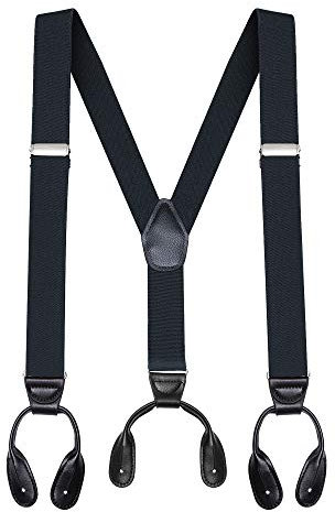 Buyless Fashion Herren Y Hosenträger - 122cm elastische verstellbare Riemen 3 cm - 5113-Black