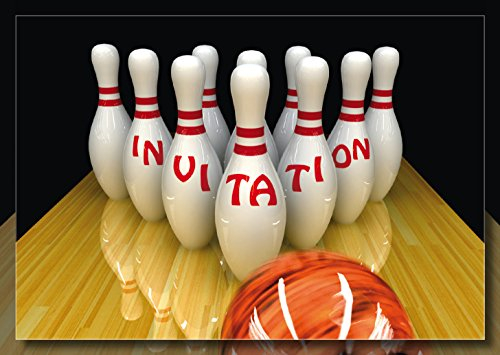 10 Einladungskarten Bowling/Quillles in französischer Sprache für einen Kindergeburtstag oder eine Bowling-Party / Kegel der (10961 FR)