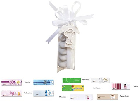 12 PORTA CONFETTI 05210 + DECORAZIONI TAO + NASTRINO + BIGLIETTINI BOMBONIERE (CALICE JHS 1029914)