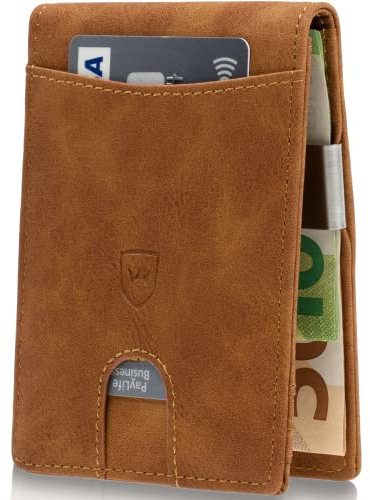 Kronenschein® Slim Wallet mit RFID Schutz I Geldbörse Herren & Damen klein I Portmonee mit Geldklammer I Mini Geldbeutel I Kartenetui I Karten Portemonnaie I Kreditkartenetui