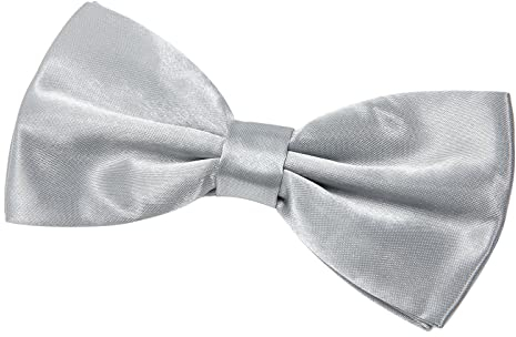 Herren-Fliege für Hochzeit, Party, einfarbig, verstellbare Smoking-Fliege, edle Seide, vorgebunden, formelle Fliegen Gr. onesize, silber