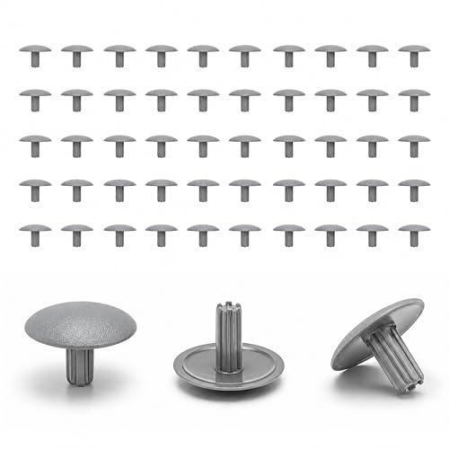 Ajile - Lot de 50 Bouchons Cache Trou Meuble Rond 3 mm - Cache Trou Plastique Gris À Clipser - pour Cacher Les Trous de Meubles, Planches & Étagères - Finition Propre - Mobilier Maison & Pro