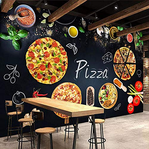 CQDSQN Photos Mural 3D Self-adhesive Pizzeria tableau noir photo papier peint café restaurant Wallpaper Children Boy Girl Cartoon Movie Game Characters Home Bedroom Living area Applicat(L)430x(H)300cm