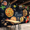 CQDSQN Photos Mural 3D Self-adhesive Pizzeria tableau noir photo papier peint café restaurant Wallpaper Children Boy Girl Cartoon Movie Game Characters Home Bedroom Living area Applicat(L)430x(H)300cm