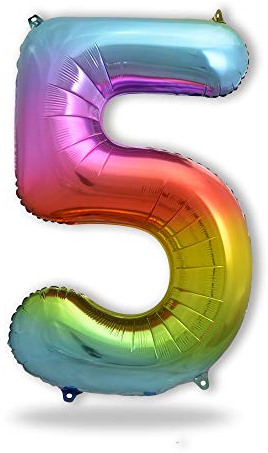 FUNXGO XXL Folien-Ballon 5, Helium-Ballon, Luftballon-Zahl, mehrfarbige Riesen-Ballonzahl, Verstärktes Material, Party-Deko zum 5. Kinder-Geburtstag, Hochzeitstag, bunt