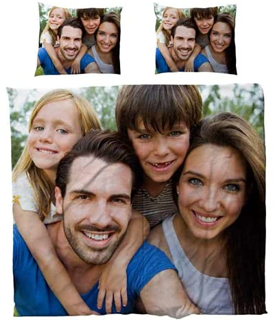 Personalisierte Bettwäsche Set, Eigenes Photo Custom Photo Bettbezug Kissenbezüge, Benutzerdefinierte Personalisiert Bettbezug Mit Reißverschluss Kinder Kinderbett Doppelbett (53x78/135 x 200)