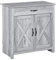 HOMCOM Buffet 2 Portes tiroir Style Rural Chic Placard avec étagère poignées métal Noir MDF Panneaux Particules Aspect Bois Gris Clair