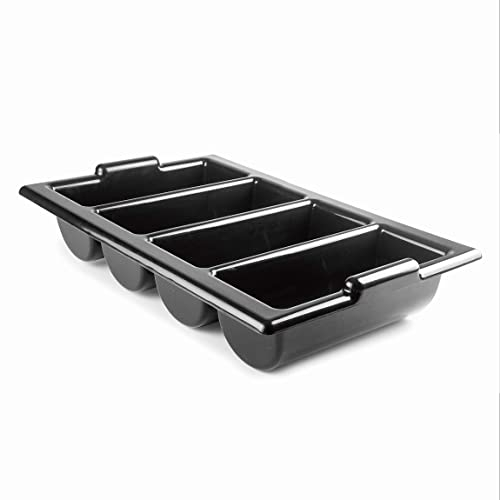 Lacor - 33121 - Cubertero GN, Organizador de Cubiertos, Contiene 4 compartimentos para utensilios de cocina, Recipiente de Polipropileno, 52,5x32x9,5 cm, Negro