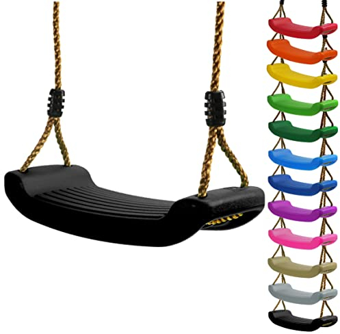 Kinderschaukel Brettschaukel stabil Schaukelsitz aus Kunststoff für Spielturm (Schwarz)