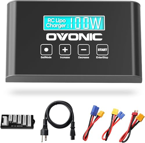 OVONIC Mate1 RC Akku Ladegerät 100W 10A Smart RC ladegerät mit XT60 Balance Ladegerät Kompatibel für 2-6s LiIon/LiPo/Life 3-18S NiMH Verschiedene Modi für Schnellladung Speicherentladung/-Ladung