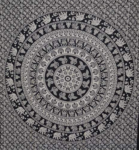 Pawakabano Tagesdecke Bettüberwurf Wandtuch Wandbehang Vorhang Überwurf Decke Wanddekoration Baumwolle Indien Mandala (34.1)