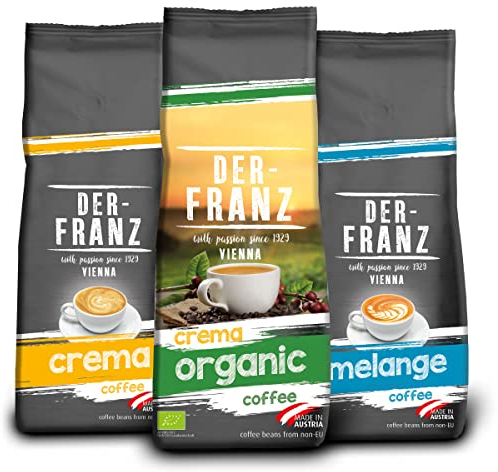 Der-Franz caffè Pack, macinato, 3 x 500 g, (1 x Crema, 1 x Melange, 1 x Crema biologico)