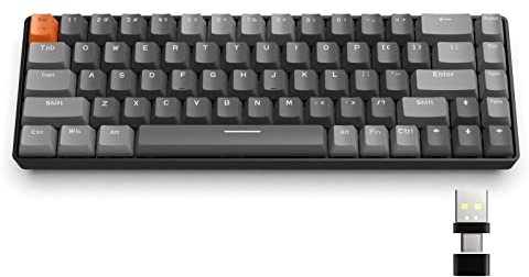 YINDIAO K68 60% Wireless Mechanical Gaming Keyboard,Bluetooth 5.0/2.4Ghz,Dual mode 2-in-1 USB-C Receiver,Hot Swappable,68 Keys Compact US Layout,Power Saving,Red Switch,for PC,Mac (Dark Grey)