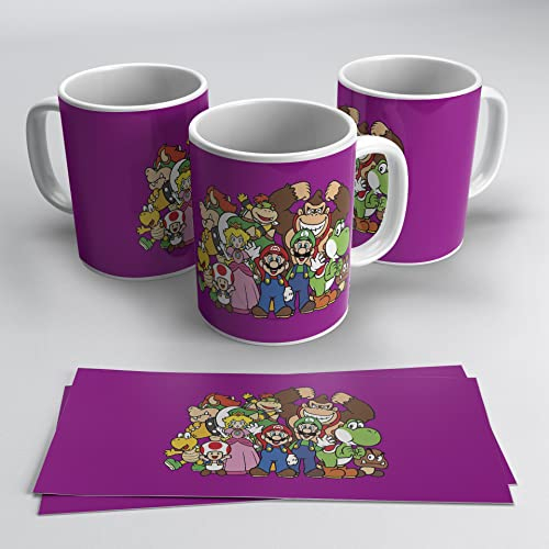 newseny Taza de Luigi, Mario Bros y sus amigos - Taza Luigi Ceramica 320ml (Lila)