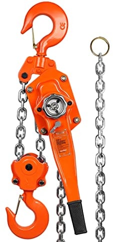 VEVOR Ratschenzug Stahl 6T Belastbarkeit Flaschenzug Hebezug 5,8m Hubhöhe Hebelzug Ф10x30mm Hubkettengröße Kettenzug 340N Zugkraft Strapazierfähige Doppelklinken-Bremse Ratschenkettenzug