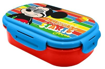 HOVUK Mickey Mouse Lunchbox für Kinder, auslaufsicherer Lunchbehälter mit 2 Fächern und Besteck, wiederverwendbar, BPA-frei, mikrowellen- und spülmaschinenfest, 3+