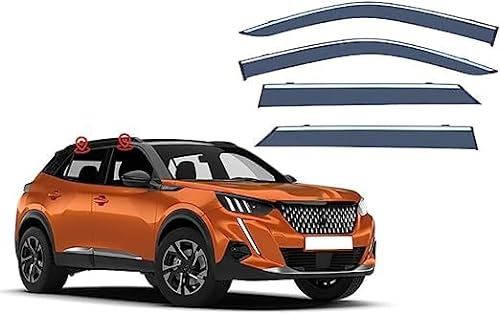 BRADOC 4 Stück Autofenster Windabweiser für Peugeot 2008 MK2-P24 2020-2022, Autofenster Vorn Und Hinten Regenschutz Seitenfenster Luftabweiser