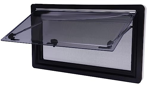 ELOMAS Wohnwagenfenster Ausstellfenster Camper Wohnwagen Fenster Wohnmobil Fenster RV Klappfenster Externes Push Fenster mit integriertem Rollo und Fliegengitter,600 * 300mm