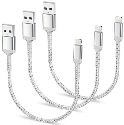 0,15m iPhone Ladekabel Kurz, 3Pack Geflochten USB A auf Lightning Kabel 15cm Original iPhone Schnellladekabel Kompatibel für Apple iPhone 14 13 12 11 Pro Max Xs Xr X 8 7