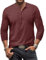 YawYews Mens Long Sleeve Tops Henley T Shirt for Men Cotton Casual Grandad Vintage T Shirts Tee with Buttons Red 2XL