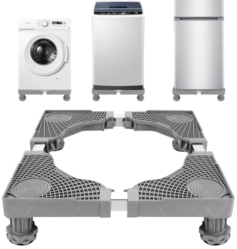 Meuble de machine à laver, avec 4 rembourrés, charge d'ours : 300 kg, pour sèche-linge et machine à laver, longueur : 43-67 cm, hauteur : 10-13 cm