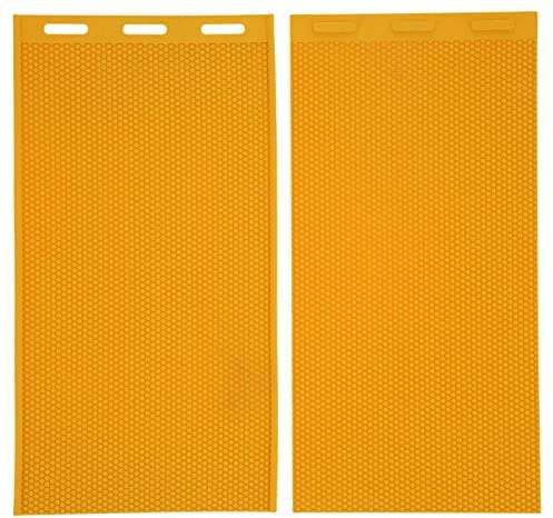 AUNMAS 2 Stück Bienenwachs Pressform, 42x23cm Gummi Gelb Bienenwachs Foundation Blatt DIY-Gummikamm-Grundlagenblatt Bienenzucht-Zubehör