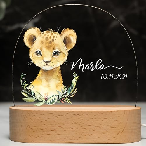 Kidsmood - Personalisiertes Nachtlicht Kinder – Dimmbares Stilllicht mit Namen | LED Nachttischlampe 3 Lichtmodi | Gravur Lampe Kinderzimmer, Geschenk zur Geburt, Taufgeschenke für Mädchen & Jungen