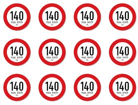 Geschwindigkeitsindex N (max. 140 km/h) - Aufkleber - Autoreifen, bei Reifenwechsel - 25 mm Durchmesser, 12 Stück