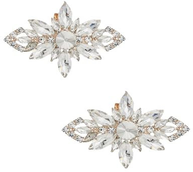 1 Paar Bling Schuhclips Strass, Exquisite Gold Blumen Hochzeit Schuhclips, Damen Dekorative Schuhschnalle Brautschmuck für Pumps Hochzeitsfeier, Abnehmbare Schmuckclips für Schuhe Kleid Schal Tasche