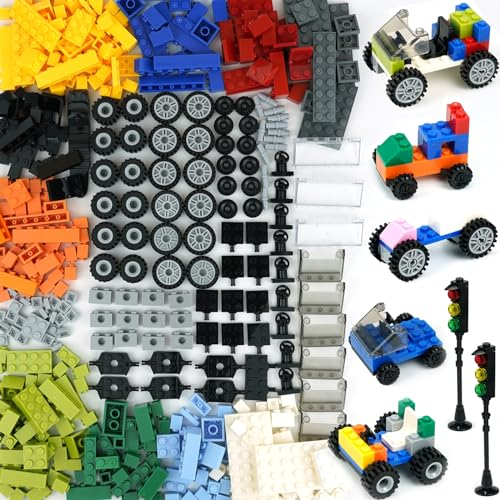BroTex Klassische Räder, Achsen und Bausteinen, Baue Spielzeugauto, Bus, Roboter und vieles mehr, Spielzeug für Kinder, Jungen und Mädchen ab 6 Jahren, Geschenkidee
