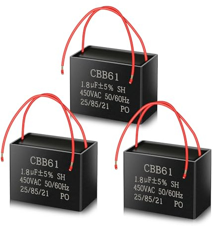 CBB61 450V AC 1.8UF 50/60HZ Starterkondensator,Kondensator,ANGEEK AC Motorkondensator,geeignet für Deckenventilator,Lüfter,Dunstabzugshauben(3 PCS)