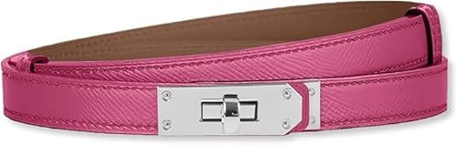 HEVIBK Ledergürtel Damen Gürtel Taillengürtel Damengürtel Leder Jeansgürtel Echtleder 38mm Breit schmaler Gürtel(Rose/Silber)