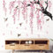 wondever Stickers Muraux Grand Branche de Fleurs Rose Autocollants Muraux Mural Stickers Fleurs de Cerisier Branche Arbre Oiseaux pour Chambre Salon Mur TV