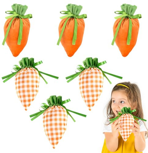 Osterhasen Taschen, badaren Geschenktüten Ostern Möhren, Ostertüten Tasche mit Griffen, Oster Süßigkeitstüte Möhren, Osterhasen Säckchen mit Ohren, Easter Bunny Bag, Geschenktüten Ostern Set (Karotte)