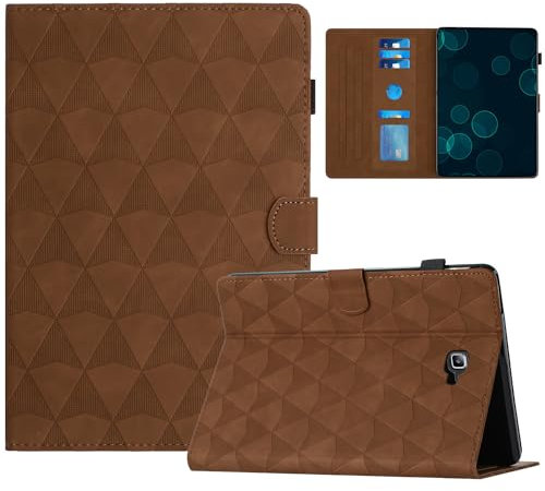 LSPCASA Carcasa para Samsung Galaxy Tab A 10.1 (2016) SM-T580/T585 Cuero PU Funda Tablet Samsung Galaxy Tab a Hebilla Magnética Fundas con Ranuras para Tarjetas Marrón