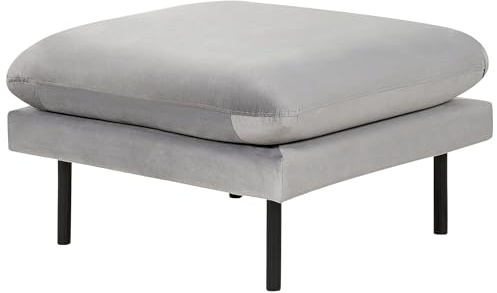Beliani Ottomane Samt Grau quadratisch 70 x 70 cm Schwarze Metallfüße Retro Vinterbro