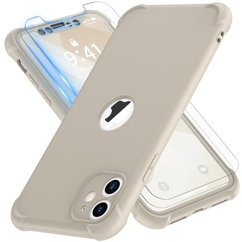 ORETECH para Funda iPhone 11, con [2X Protector Pantalla][Protección de Cámara] Protectora de Cuerpo Completo de 360 Grados Antigolpes Silicona Premium y Hard PC Carcasa iPhone 11 Case 6.1 Piedra