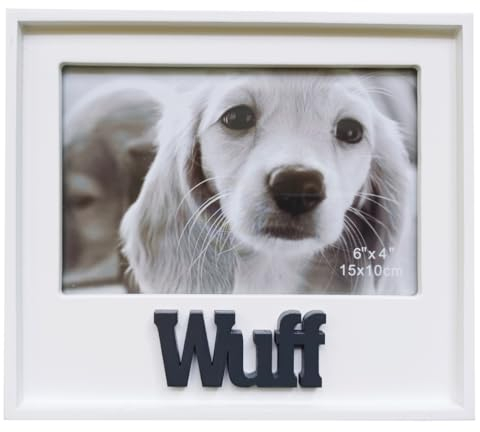 itsisa Bilderrahmen Hund Wuff 15x10 cm - Bilderrahmen Tier, Fotorahmen Holz, Holzrahmen, Rahmen, Foto
