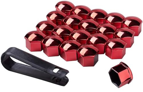 LeaHy 20 Stück Auto Radschrauben Kappen Für Mazda CX-5 II 2017-2021, Universal Sechskant Radbolzen Staubschutz Mit Demontagewerkzeug Set Autodekoration Zubehör,C/Red-19mm