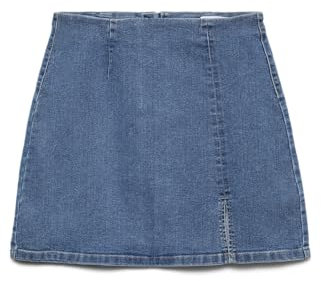 VERO MODA Damen VMNELLY HR Short Skirt DNM Mix NOOS Rock, Medium Blue Denim