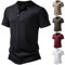 Herren Hemd Henley Shirt Kurzarm Männer Freizeithemd Vintage Casual Leicht Baumwolle Slim Fit V Ausschnitt T-Shirt Sommer Oberteile Einfarbig Mode Basic Herren Slim Fit Tshirt
