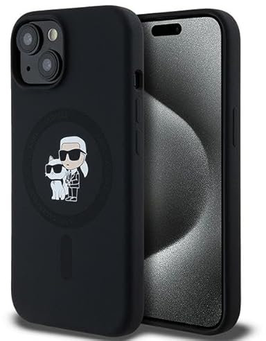 CG Mobile Karl Lagerfeld KLHMP15SSCMKCRHK Hülle für iPhone 15/14 / 13 6.1 Schwarz hardcase Silicone Karl & Choupette