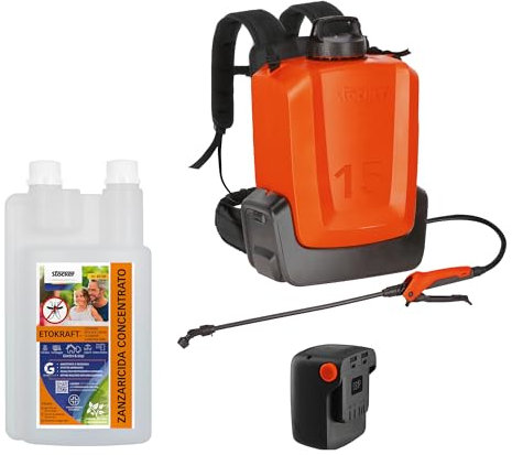 STOCKER - Pompa a Zaino Ergomist 15 L - Elettrica a Batteria 21 V - Kit Anti Zanzare Professionale - Alta Capacità e Autonomia