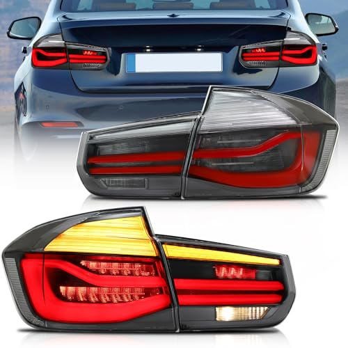 VLAND LED Rückleuchten kompatibel mit BMW 3er F30 F35 F80 2013-2018 Sechste Generation Rückleuchten Set mit sequentiellen Blinkern 1 Satz (Rauch)