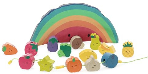 Perlen aus Holz Tutti Frutti Andy Westface für Baby Handarbeit | Buntes und spielerisches Auffädeln -bunte Fruchtmotive -fördert Feinmotorik und Kreativität -Geschenkidee zur Geburt