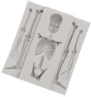 Moule en silicone squelette pour Halloween, moule à bonbons en forme de tête de mort, moule à biscuits d'Halloween, moule à bonbons doux, moule squelette, moule de décoration de gâteau, moule à bougie