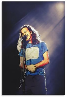 Bybali Poster, Motiv: Eddie Vedder, Vokalist, Perle, JamFashion, dekoratives Gemälde, Leinwand, Wandkunst, Wohnzimmer, Poster, Schlafzimmer, 20 x 30 cm