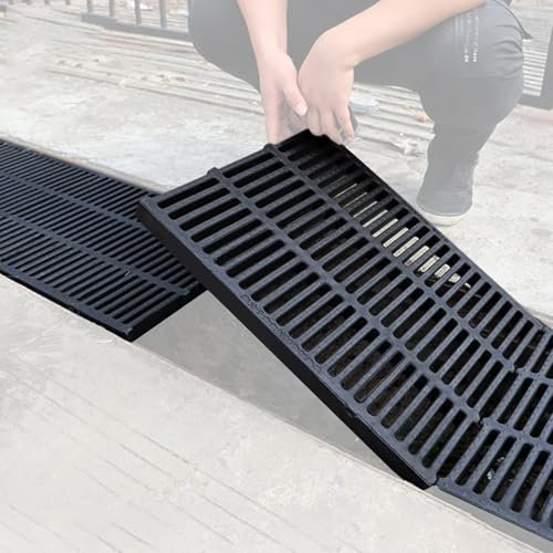 Rechteckiger quadratischer Beton-Auffahrtsrost für Kanal-/Graben-/Trog-Systeme, Außenbereich, Hof, Garten, Keller, Fenster, Garage, Boden, 50 cm x 20 cm x 3 cm